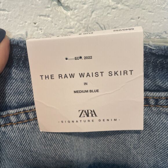 Zara Women’s The Rail Waist Skirt In Medium Blue Size Small New With Tags - Picture 4 of 4